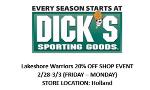 Warriors Days starting 2/28/2025 through Monday 3/03/2025 at our Holland location.